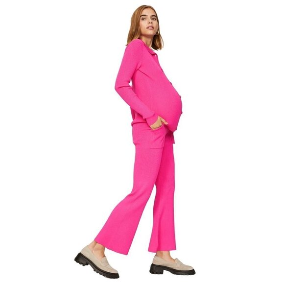 Emilia George Chelsea Maternity Pants in Pink Small Womens Knit Sweater Trousers - Picture 1 of 10